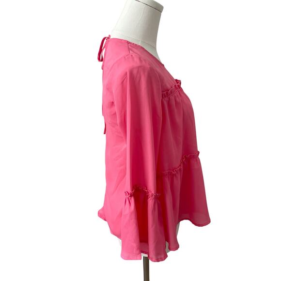 Francescas Mi Ami NWT Ruffle Boho Bell Sleeve Top Sz S - Picture 2 of 5